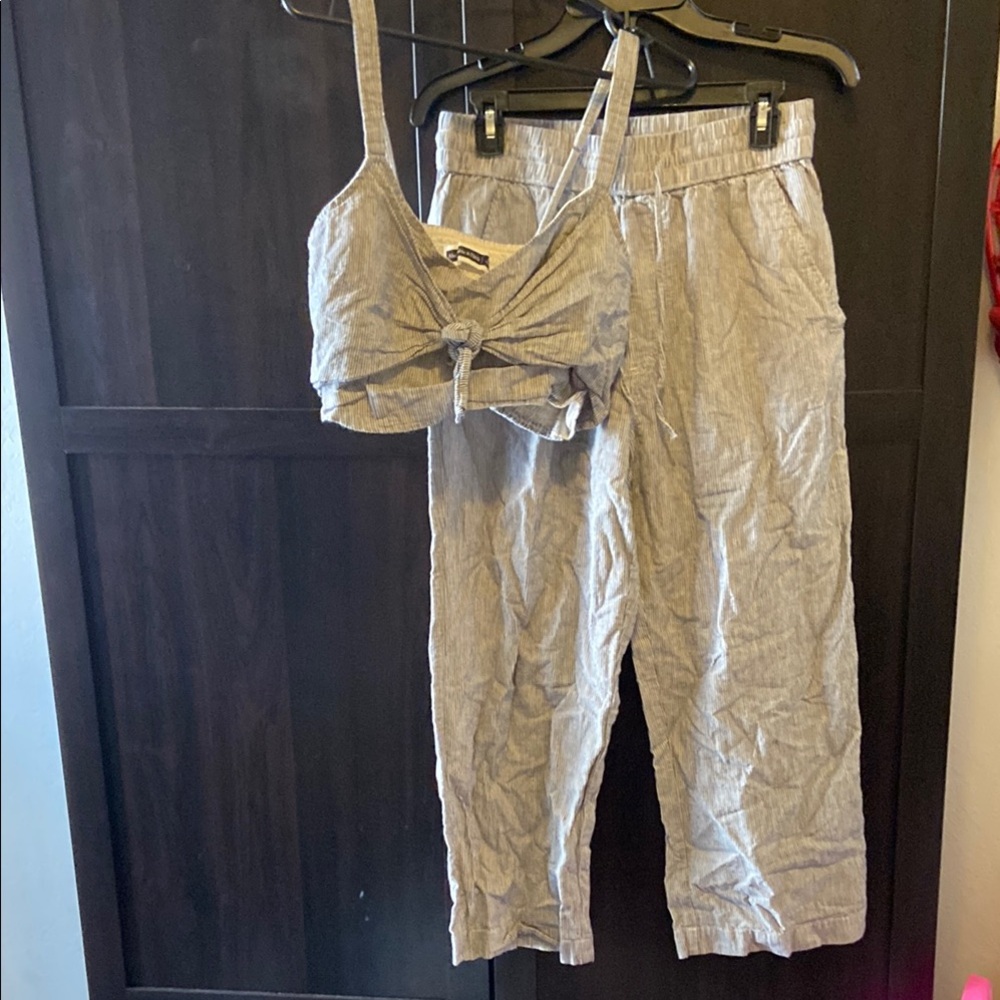 Women's stripped Pants & cropped shirt Set
